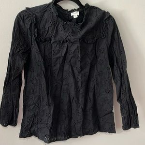 J Crew Black eyelet blouse